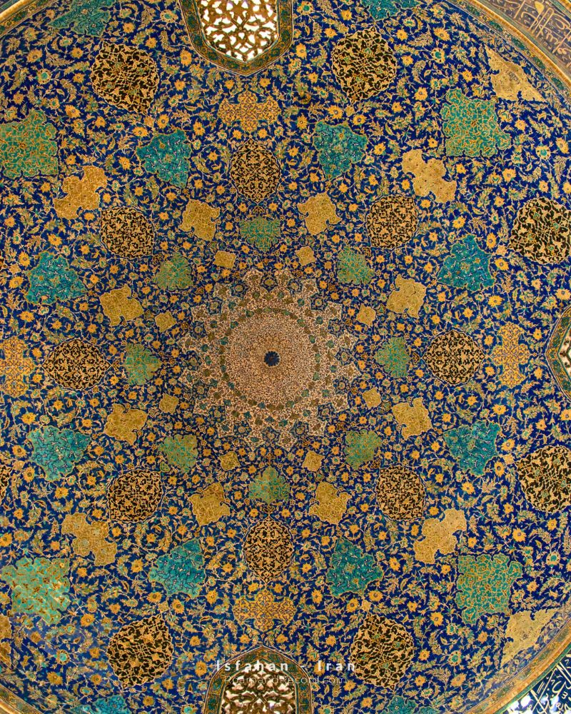 The ceiling tilework of the Shah Mosque—also known as the Imam Mosque—in Isfahan, right next to Naqsh-e Jahan Square