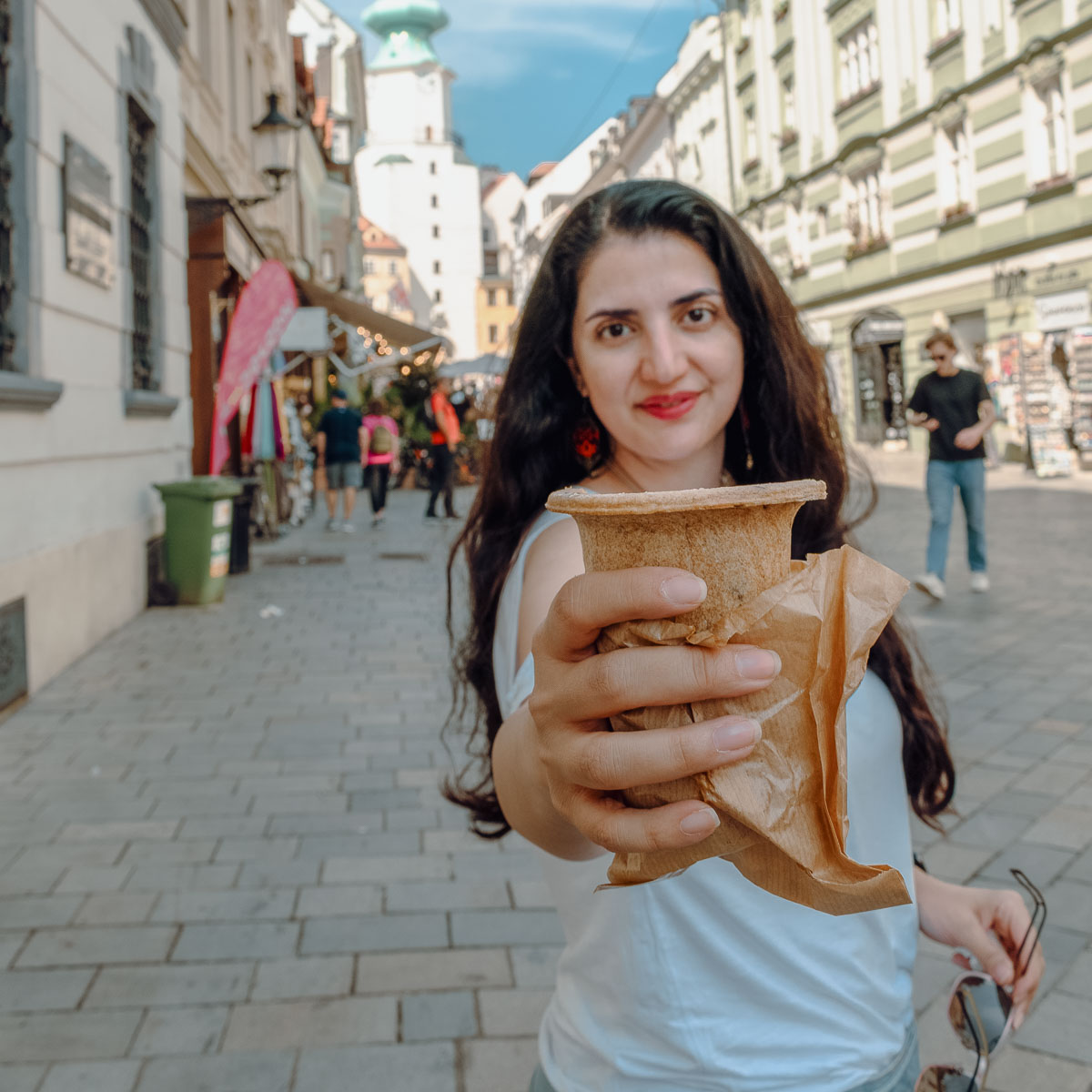 A soup served in a bread bowl — the Soupculture shop at the northern entrance to Bratislava’s Old Town