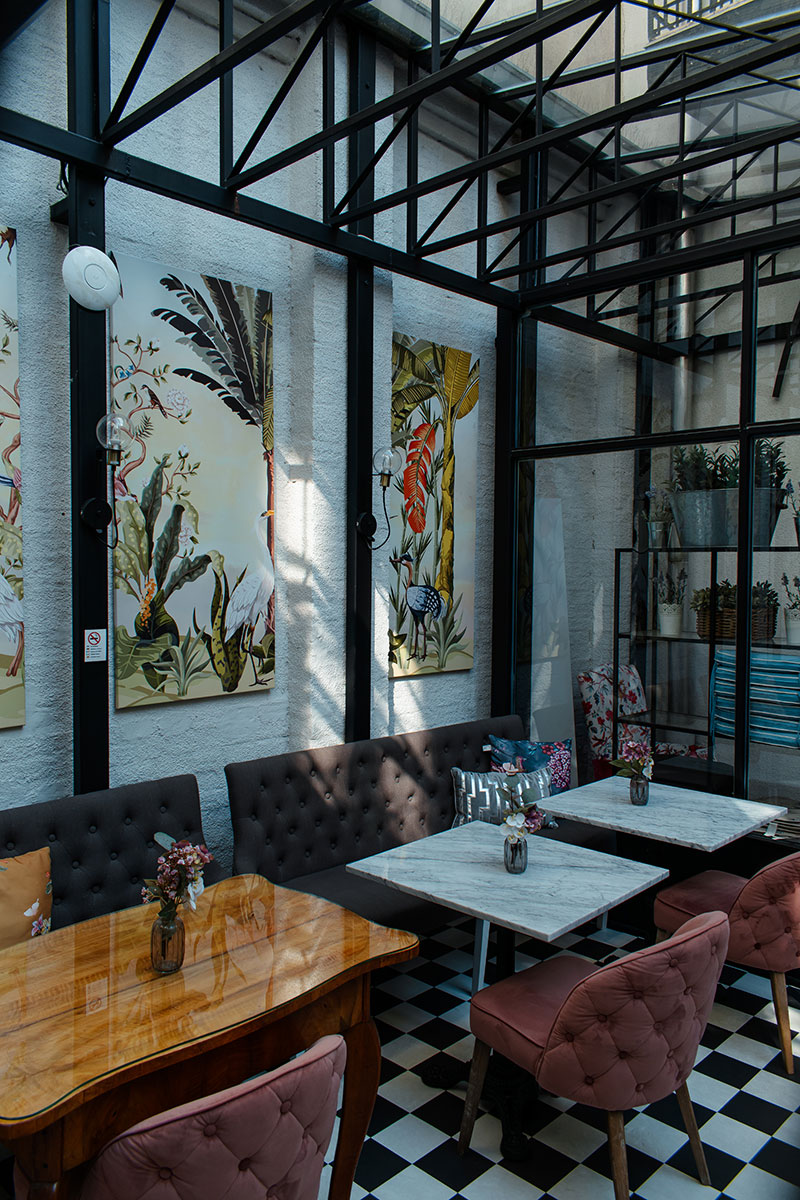 The dining room of a boutique hotel in Budapest, Hungary—an old house full of kind people who’d bent over backwards for a sustainable experience