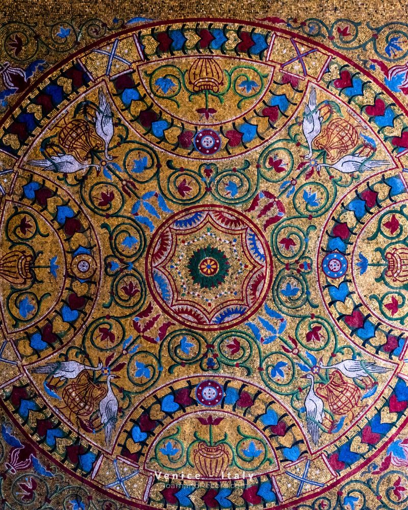 Mosaic work in a section of St. Mark’s Basilica in Venice, Italy