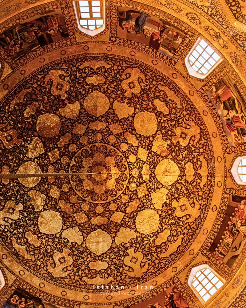 A view of the ceiling of Bethlehem Church in the Jolfa neighborhood of Isfahan, Iran—a mix of Iranian and Christian architecture