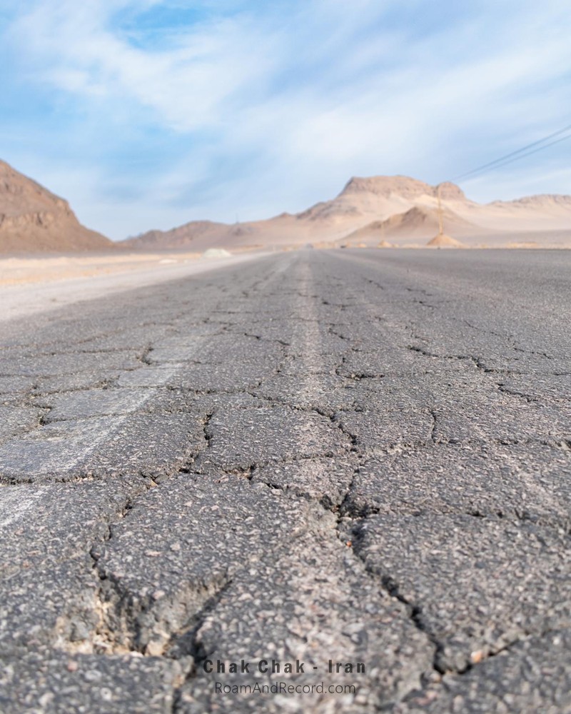 The road to Chak Chak, the largest Zoroastrian pilgrimage site, near Yazd, Iran